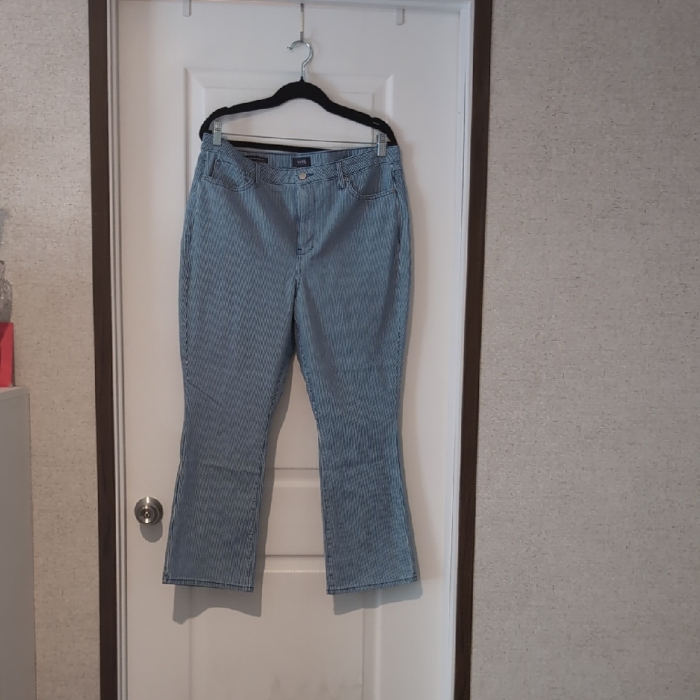NYDJ Pinstripe Ankle Jeans, Size 14